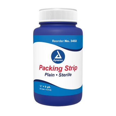 #3402 Dynarex® Packing Strips Plain Sterile - 1/2` x 5 yds